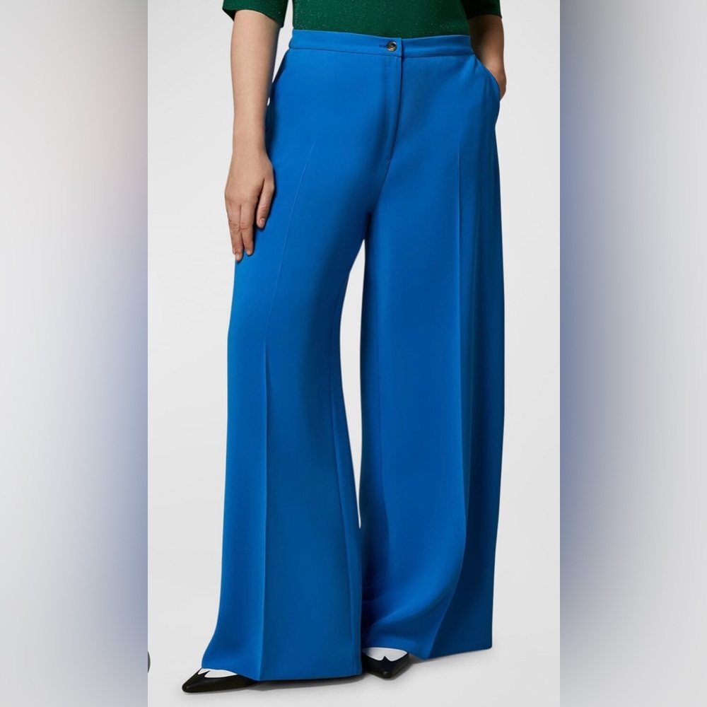 High-Waist Wide Leg Pants in Bright Blue